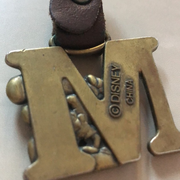 Disney “M” charm/ key ring brass color with brown leather loop. - Picture 4 of 8